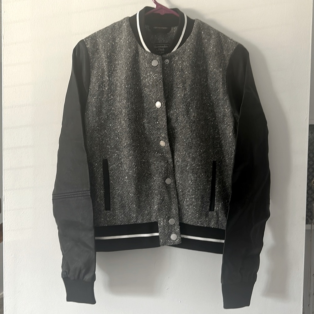 A&F Leather-Sleeve Jacket Size S - NWT